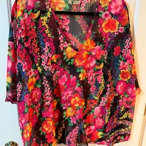 Show Me Your MuMu Colorful Floral V-Neck Blouse